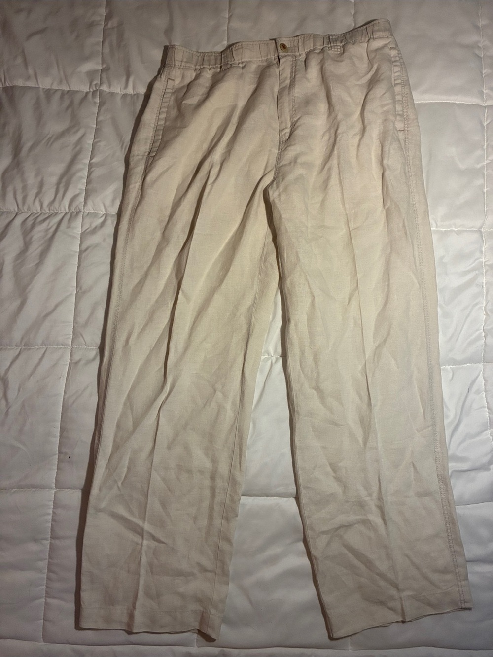 Tommy Bahama Relax Men's Cream 100% Linen Chinos Wide leg 34x29
